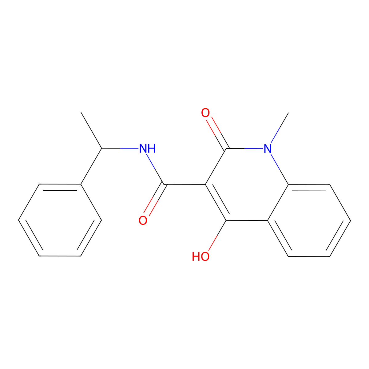 4-hydroxy-1-methyl-2-oxo-N-(1-phenylethyl)-1,2-dihydroquinoline-3-carboxamide molecular structure, CAS 130058-38-7