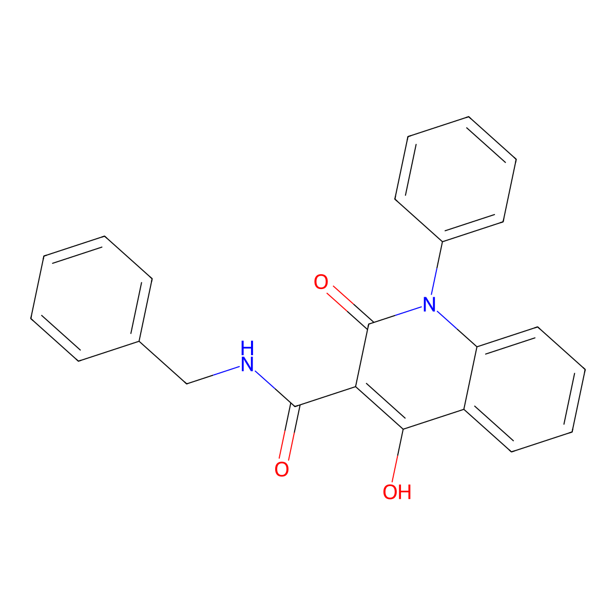 N-benzyl-4-hydroxy-2-oxo-1-phenyl-1,2-dihydroquinoline-3-carboxamide molecular structure, CAS 130058-45-6