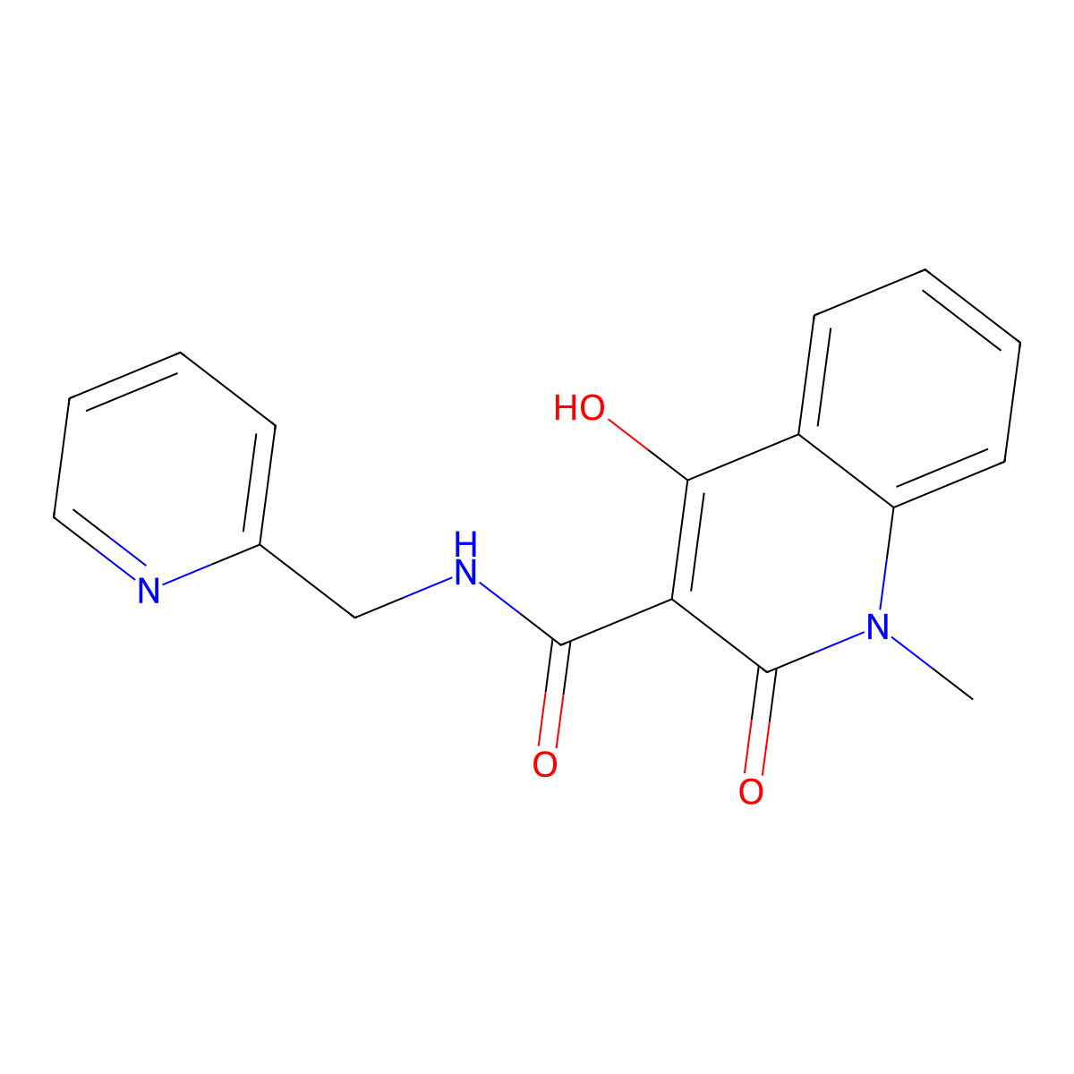 4-hydroxy-1-methyl-2-oxo-N-(pyridin-2-ylmethyl)-1,2-dihydroquinoline-3-carboxamide molecular structure, CAS 130058-53-6