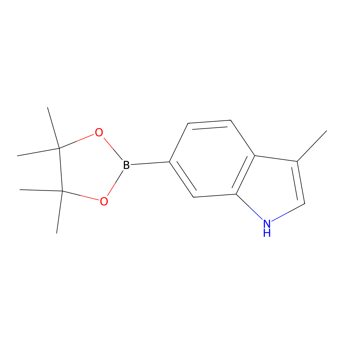 3-methyl-6-(tetramethyl-1,3,2-dioxaborolan-2-yl)-1H-indole molecular structure, CAS 1300582-52-8