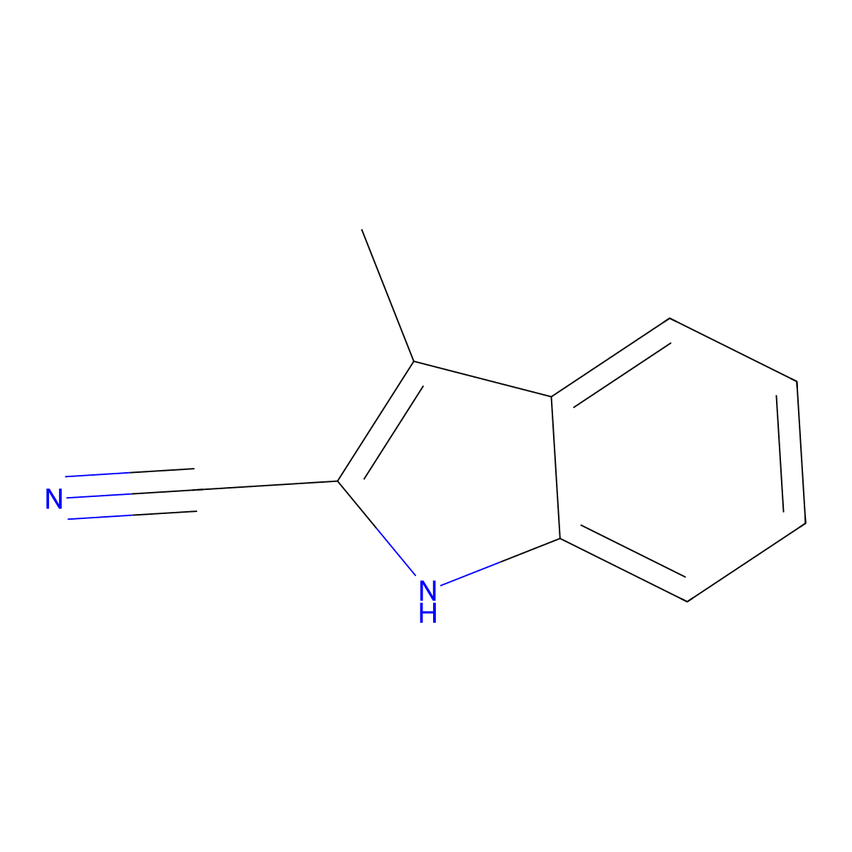 3-Methyl-1H-indole-2-carbonitrile molecular structure, CAS 13006-59-2