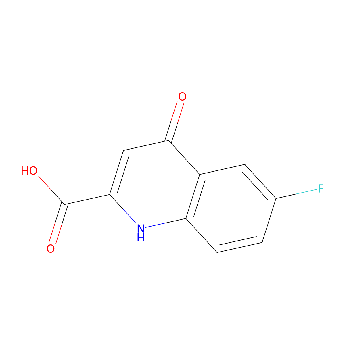 6-Fluoro-1,4-dihydro-4-oxo-2-quinolinecarboxylic acid molecular structure, CAS 130064-10-7