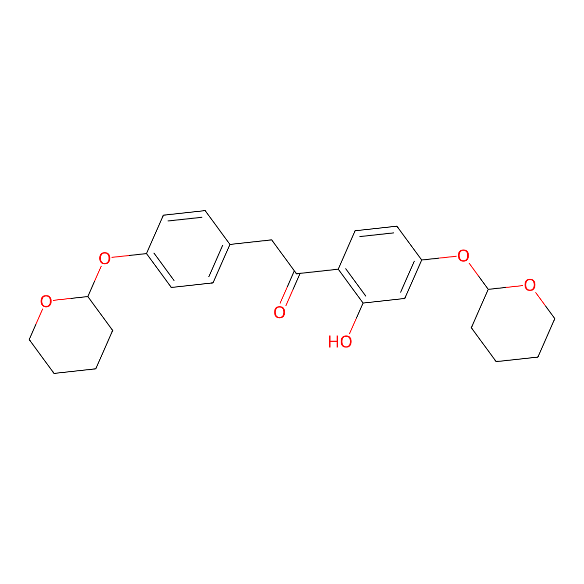 1-(2-Hydroxy-4-((tetrahydro-2H-pyran-2-yl)oxy)phenyl)-2-(4-((tetrahydro-2H-pyran-2-yl)oxy)phenyl)ethanone molecular structure, CAS 130064-21-0
