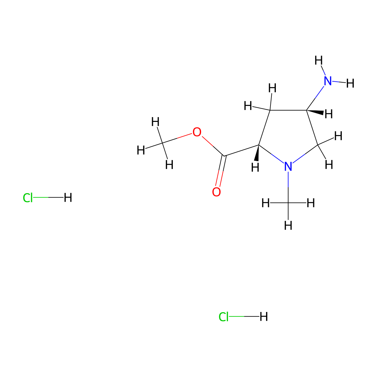 Methyl (4S)-4-amino-1-methyl-L-prolinate dihydrochloride molecular structure, CAS 1300698-39-8