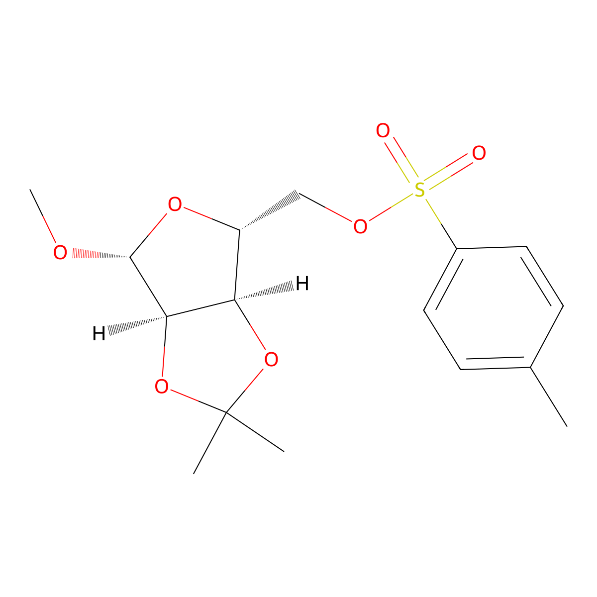 Methyl 2,3-o-isopropylidene-5-o-tosyl-beta-D-ribofuranoside molecular structure, CAS 13007-50-6