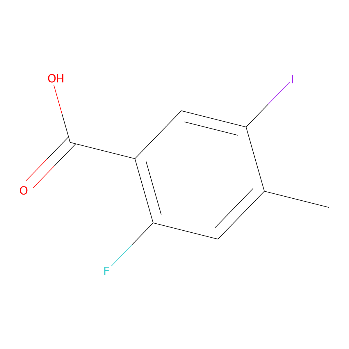 2-Fluoro-5-iodo-4-methylbenzoic acid molecular structure, CAS 1300741-56-3