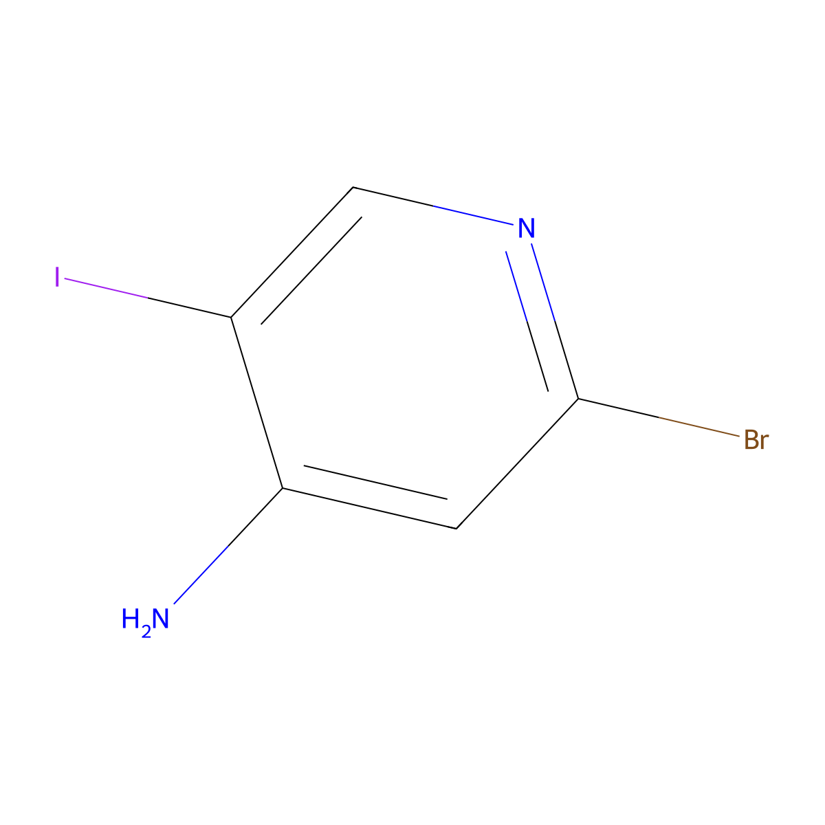 2-Bromo-5-iodopyridin-4-amine molecular structure, CAS 1300750-78-0