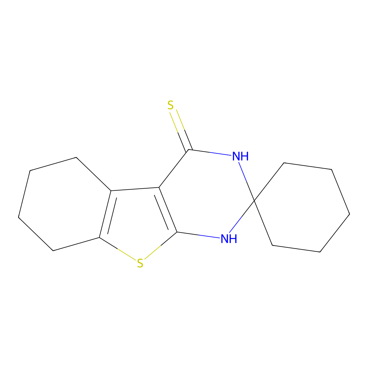 5,6,7,8-tetrahydro-1H-spiro[1-benzothieno[2,3-d]pyrimidine-2,1'-cyclohexane]-4(3H)-thione molecular structure, CAS 130089-88-2