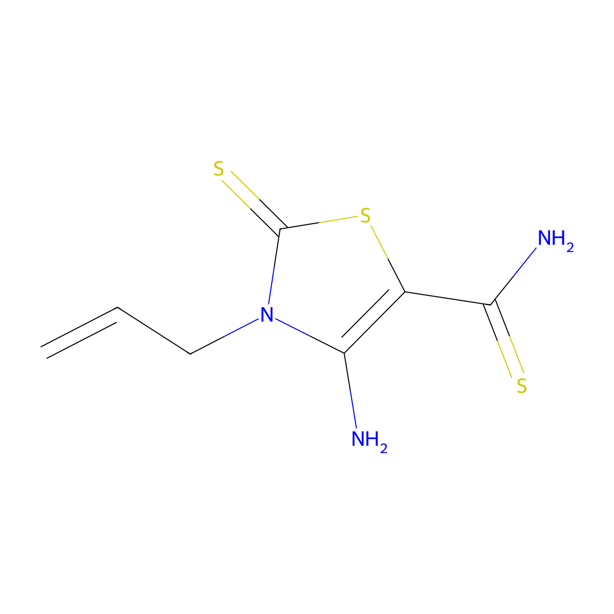 4-Amino-3-(prop-2-en-1-yl)-2-sulfanylidene-2,3-dihydro-1,3-thiazole-5-carbothioamide molecular structure, CAS 130089-89-3