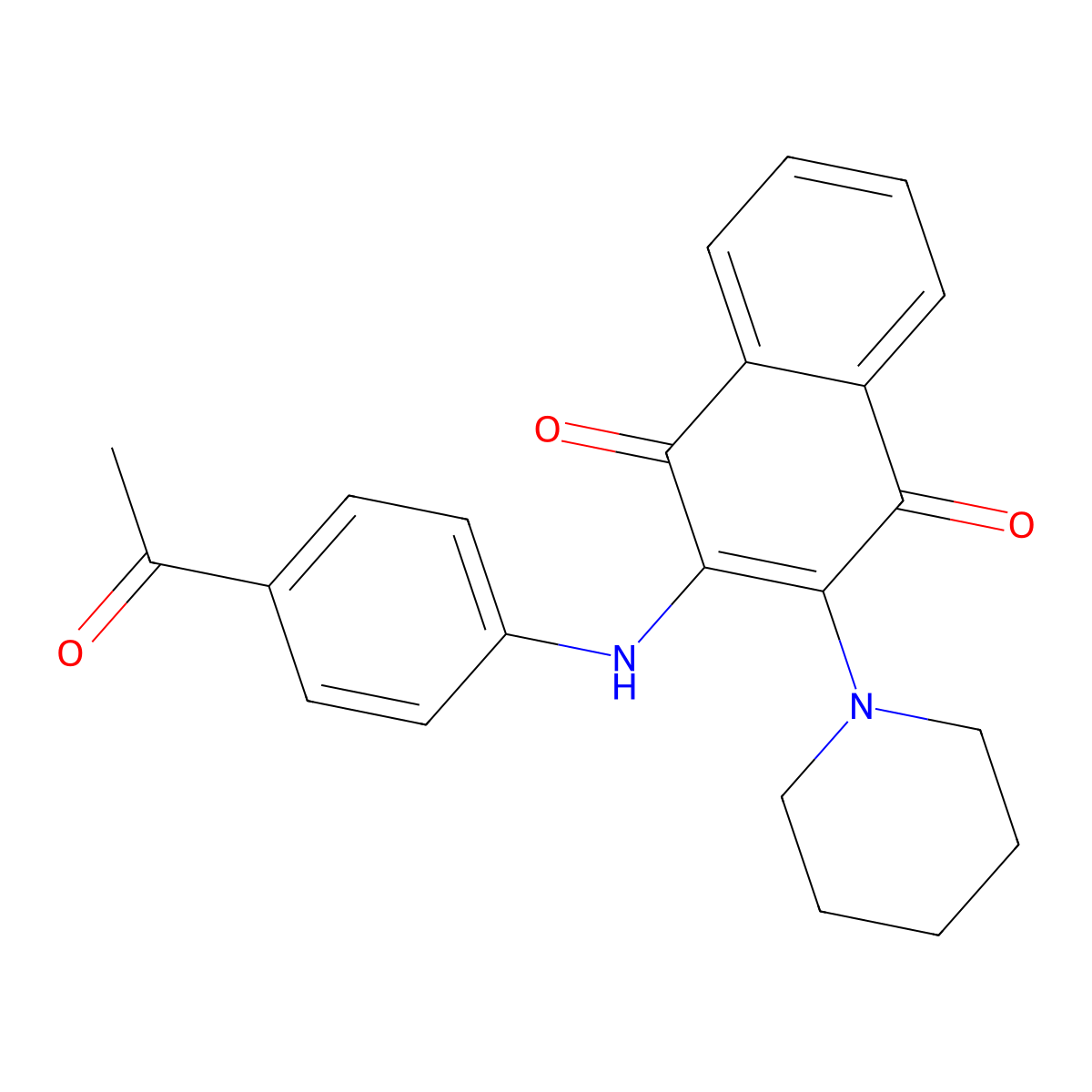2-(4-Acetylanilino)-3-piperidin-1-ylnaphthalene-1,4-dione molecular structure, CAS 130089-97-3
