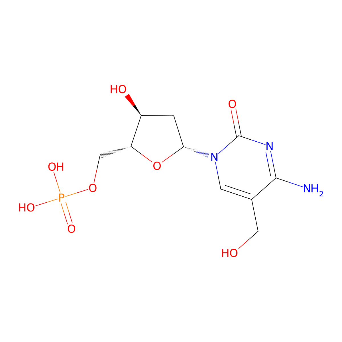 2'-Deoxy-5-(hydroxymethyl)-5'-cytidylic acid molecular structure, CAS 13009-95-5