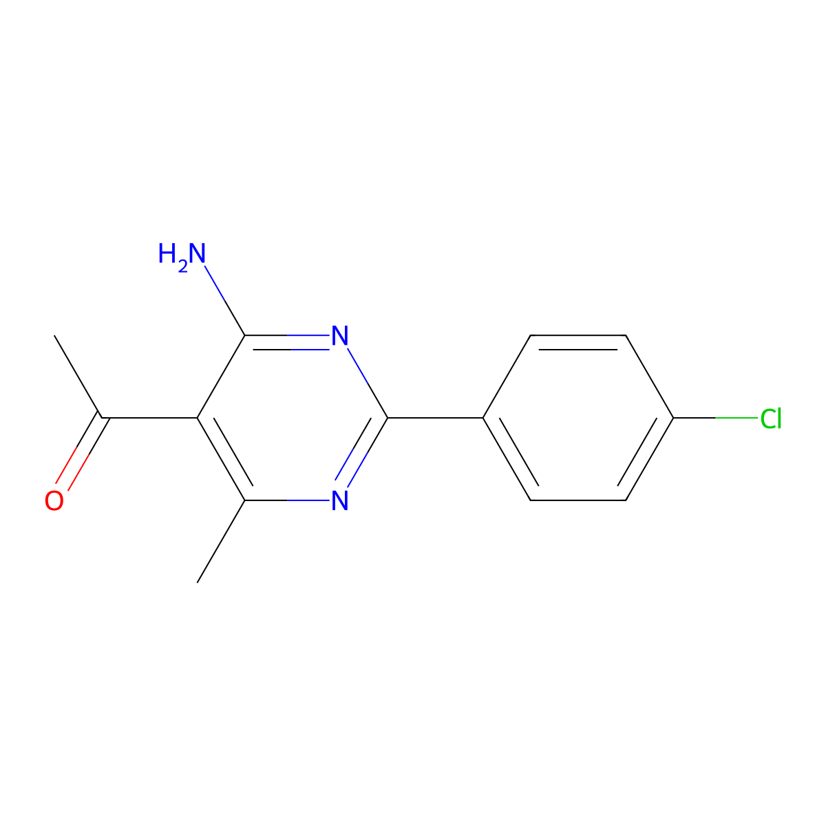 1-[4-Amino-2-(4-chlorophenyl)-6-methylpyrimidin-5-yl]ethanone molecular structure, CAS 130102-91-9