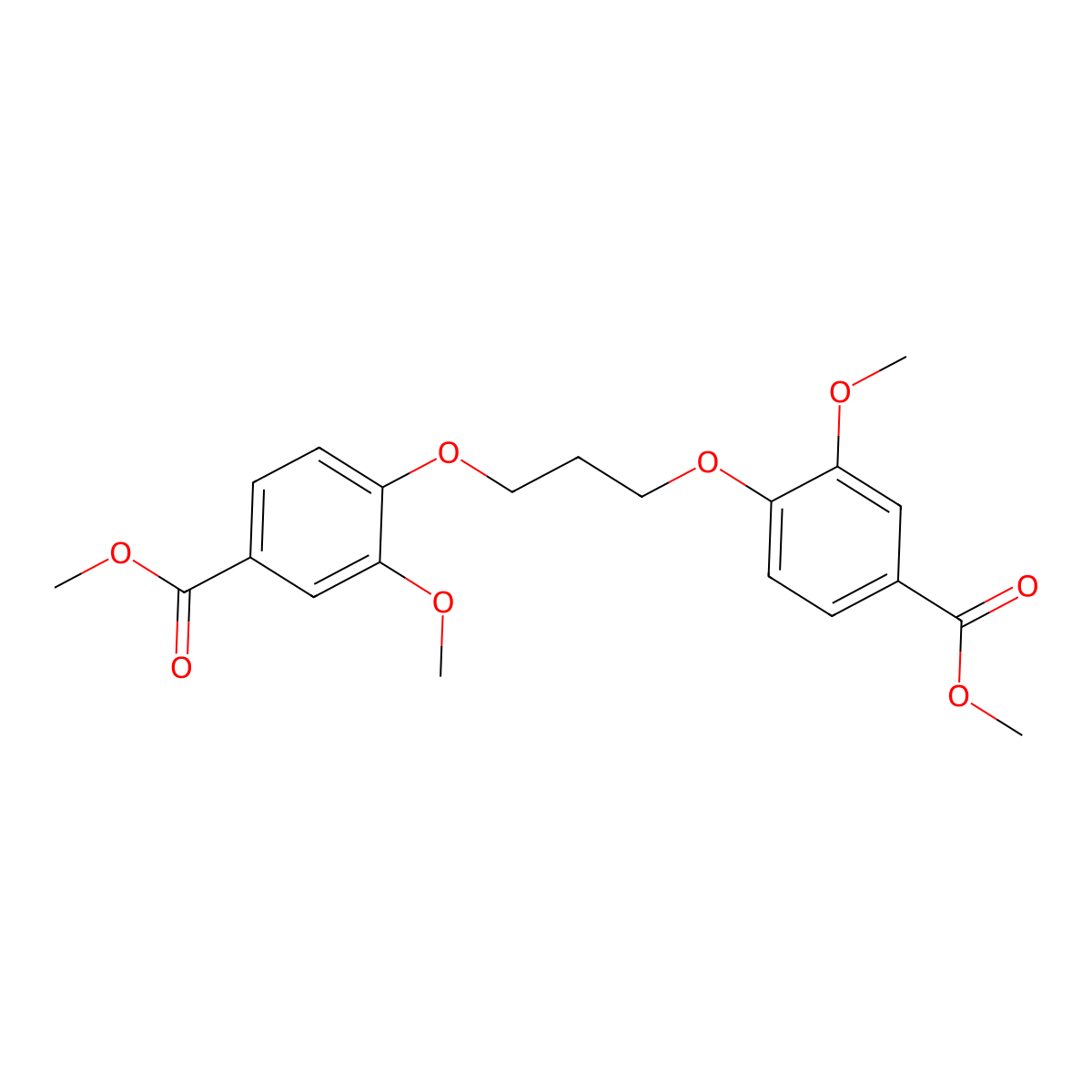 Dimethyl 4,4'-(propane-1,3-diylbis(oxy))bis(3-methoxybenzoate) molecular structure, CAS 130107-96-9