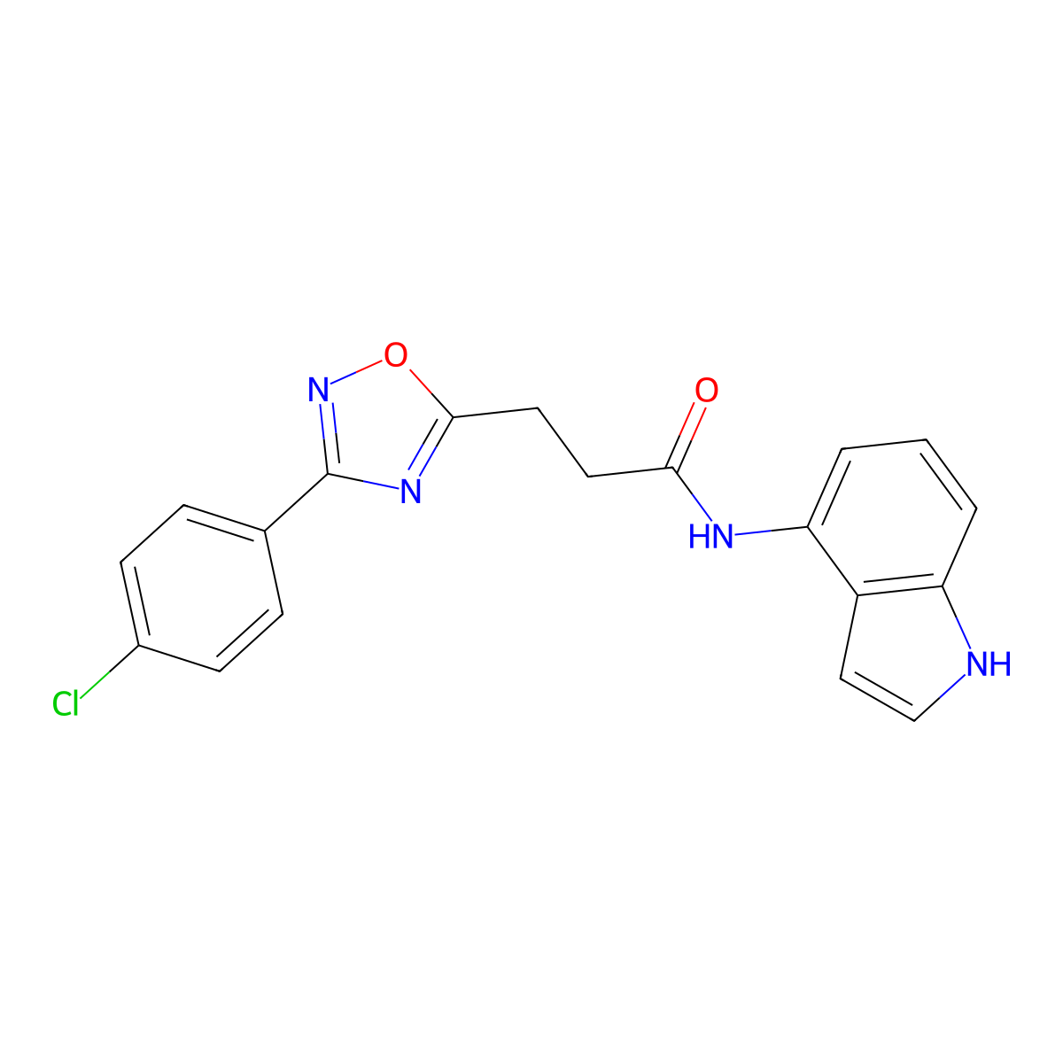 3-[3-(4-chlorophenyl)-1,2,4-oxadiazol-5-yl]-N-(1H-indol-4-yl)propanamide molecular structure, CAS 1301078-89-6