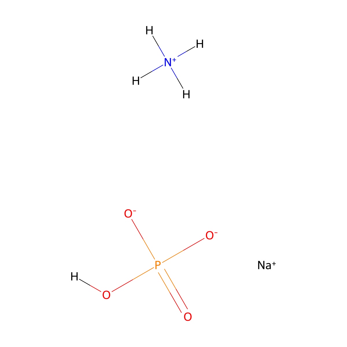 Ammonium sodium phosphate molecular structure, CAS 13011-54-6