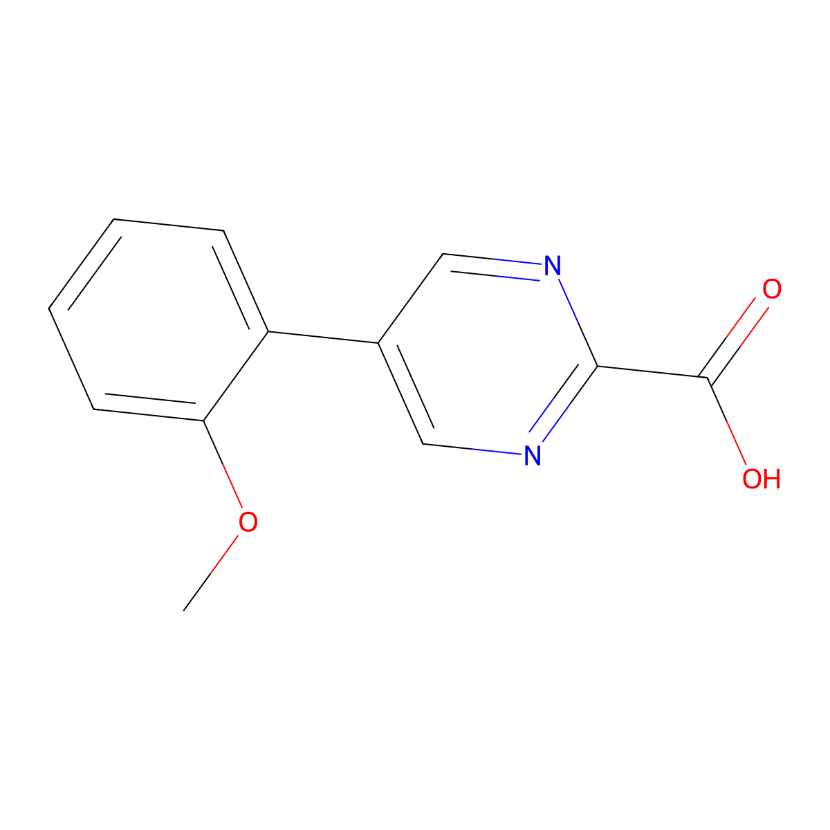 5-(2-Methoxyphenyl)pyrimidine-2-carboxylic acid molecular structure, CAS 1301134-02-0