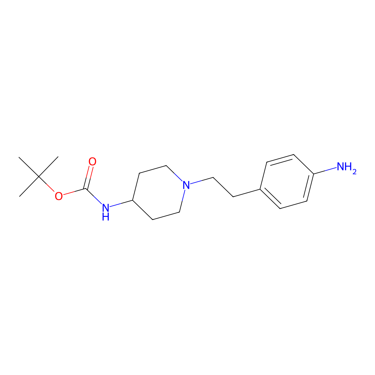 tert-Butyl (1-(4-aminophenethyl)piperidin-4-yl)carbamate molecular structure, CAS 1301143-49-6