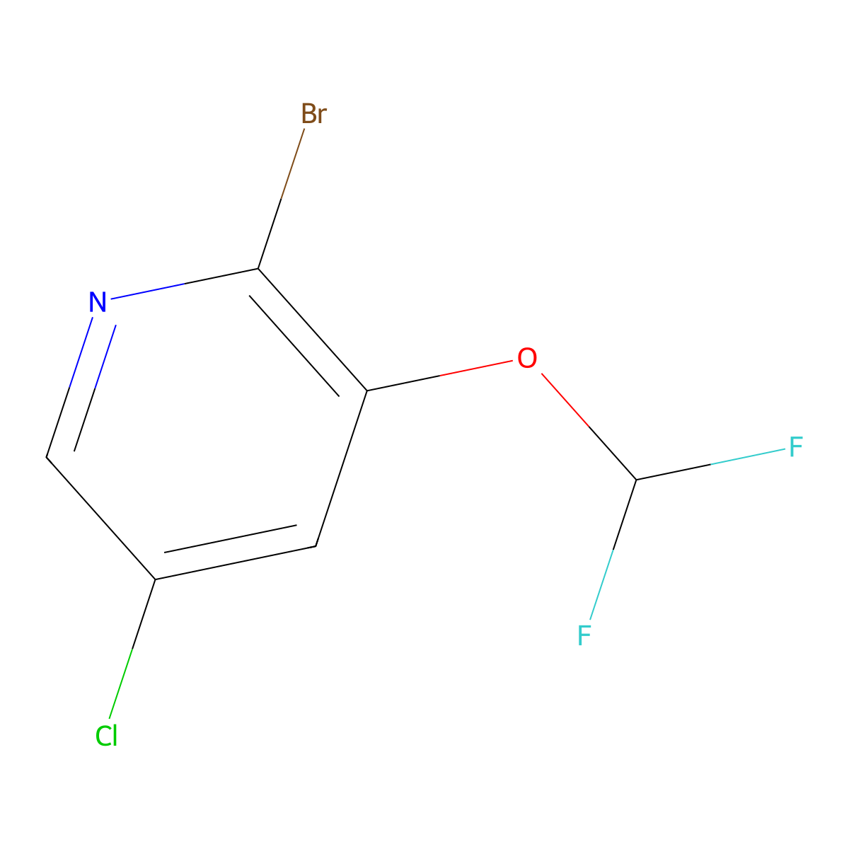 2-Bromo-5-chloro-3-(difluoromethoxy)pyridine molecular structure, CAS 130115-89-8