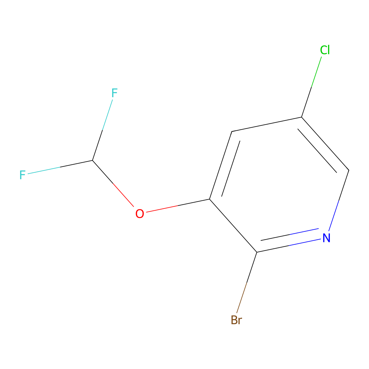 2-Bromo-5-chloro-3-(difluoromethoxy)pyridine molecular structure, CAS 130115-89-8