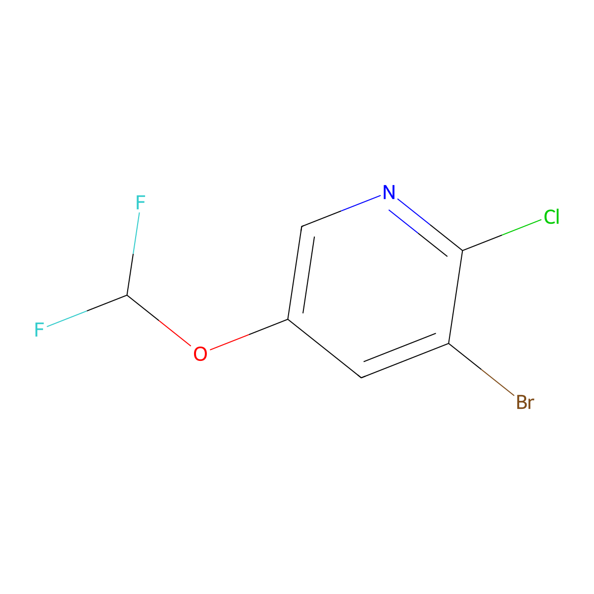 3-Bromo-2-chloro-5-(difluoromethoxy)pyridine molecular structure, CAS 130115-90-1