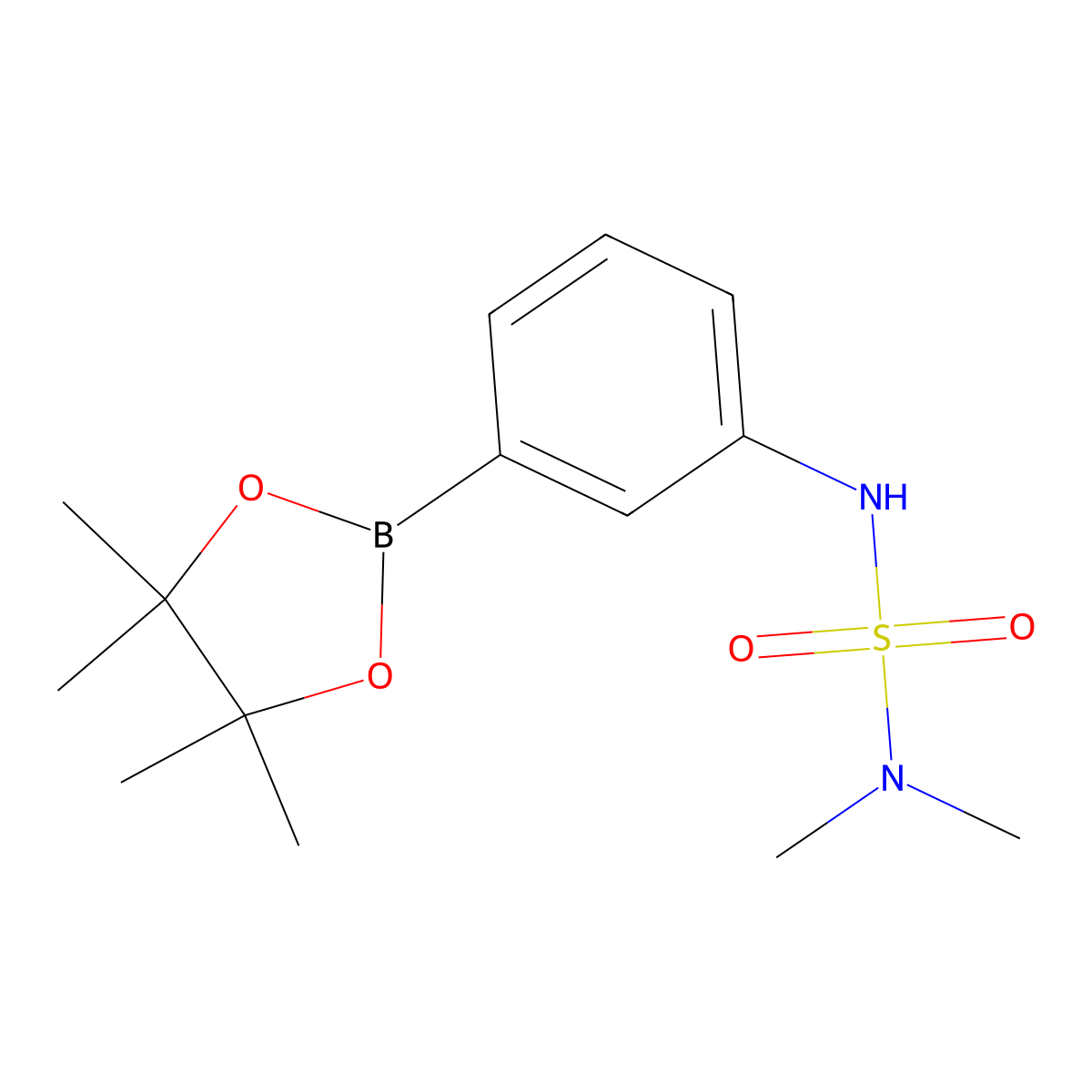 Dimethyl({[3-(tetramethyl-1,3,2-dioxaborolan-2-yl)phenyl]sulfamoyl})amine molecular structure, CAS 1301190-20-4