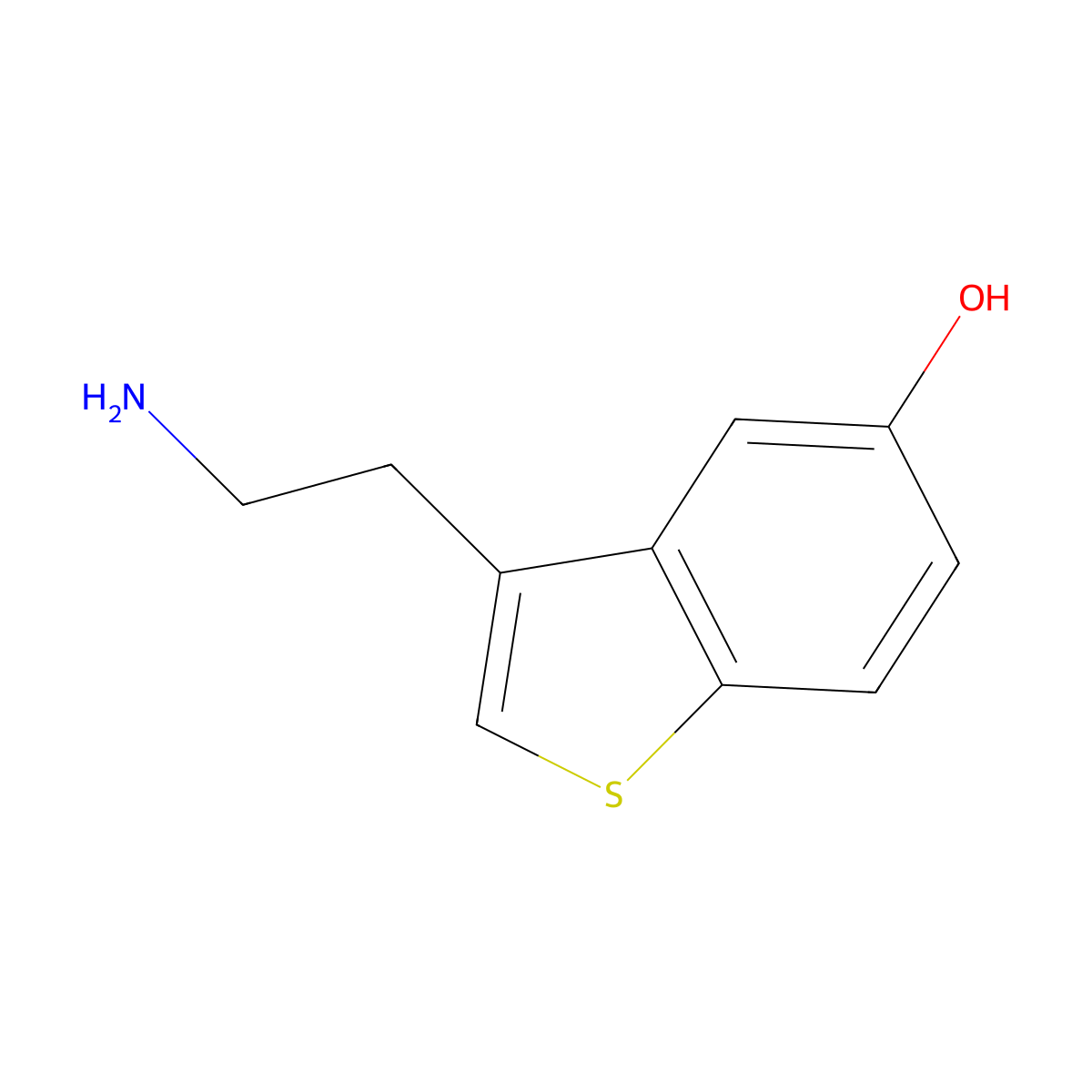 Benzo(b)thiophen-5-ol, 3-(2-aminoethyl)- molecular structure, CAS 13012-93-6
