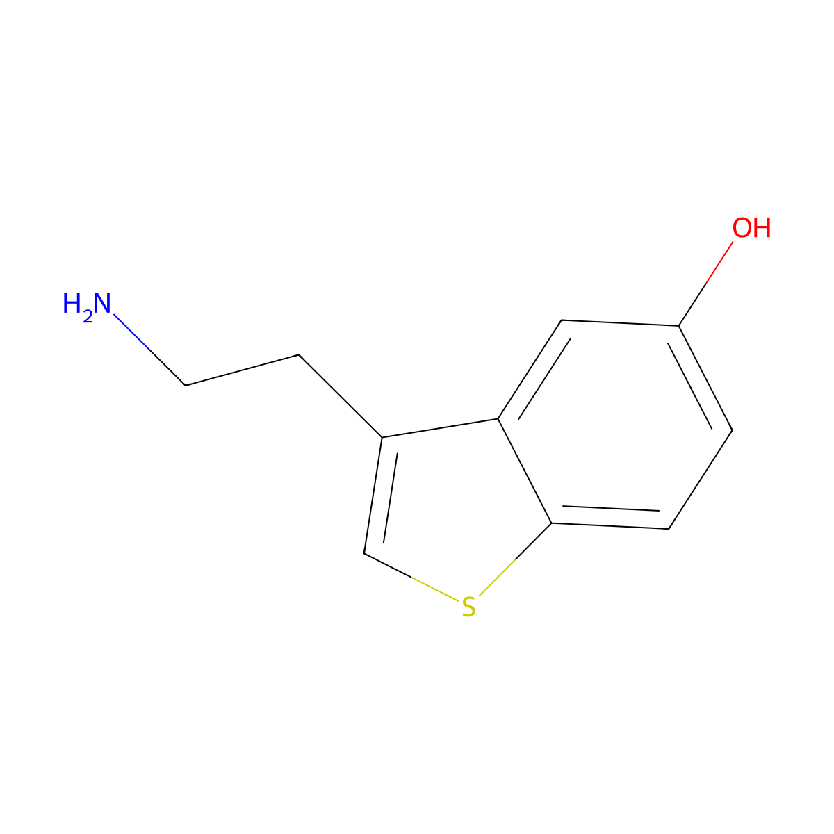 Benzo(b)thiophen-5-ol, 3-(2-aminoethyl)- molecular structure, CAS 13012-93-6