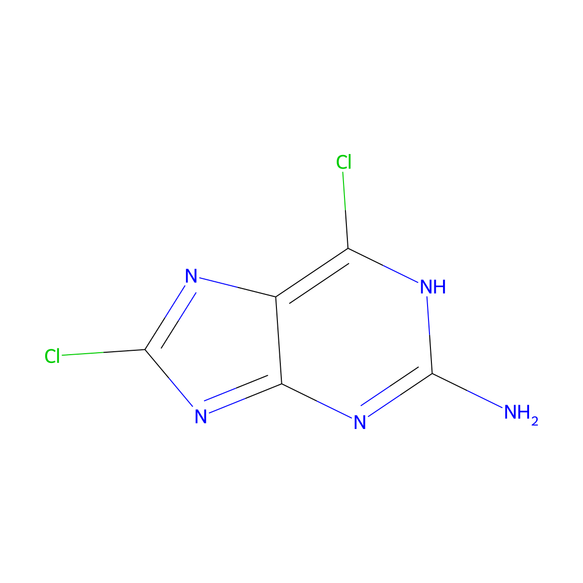 6,8-dichloro-1H-purin-2-amine molecular structure, CAS 130120-68-2