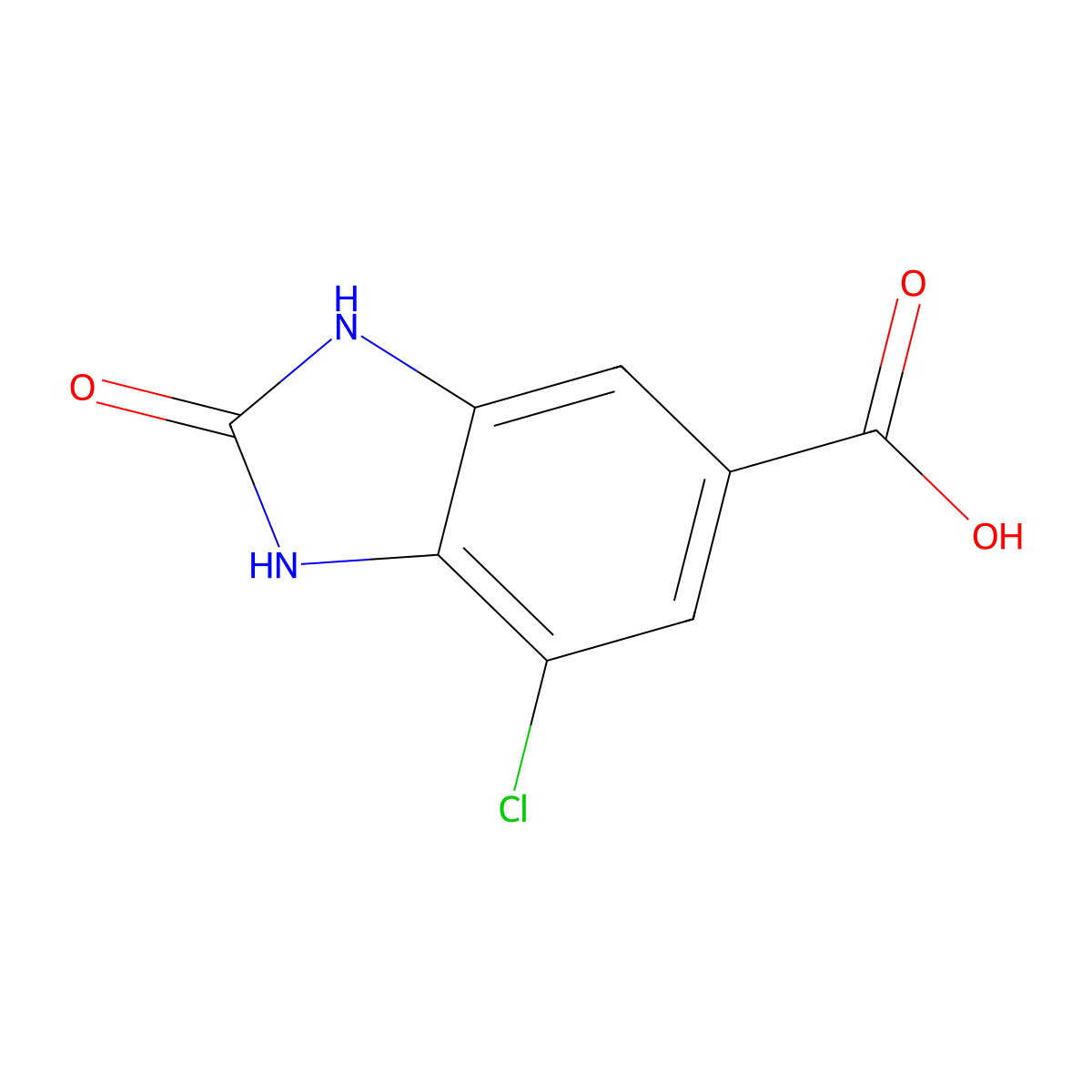 7-chloro-2-oxo-2,3-dihydro-1H-1,3-benzodiazole-5-carboxylic acid molecular structure, CAS 1301214-58-3