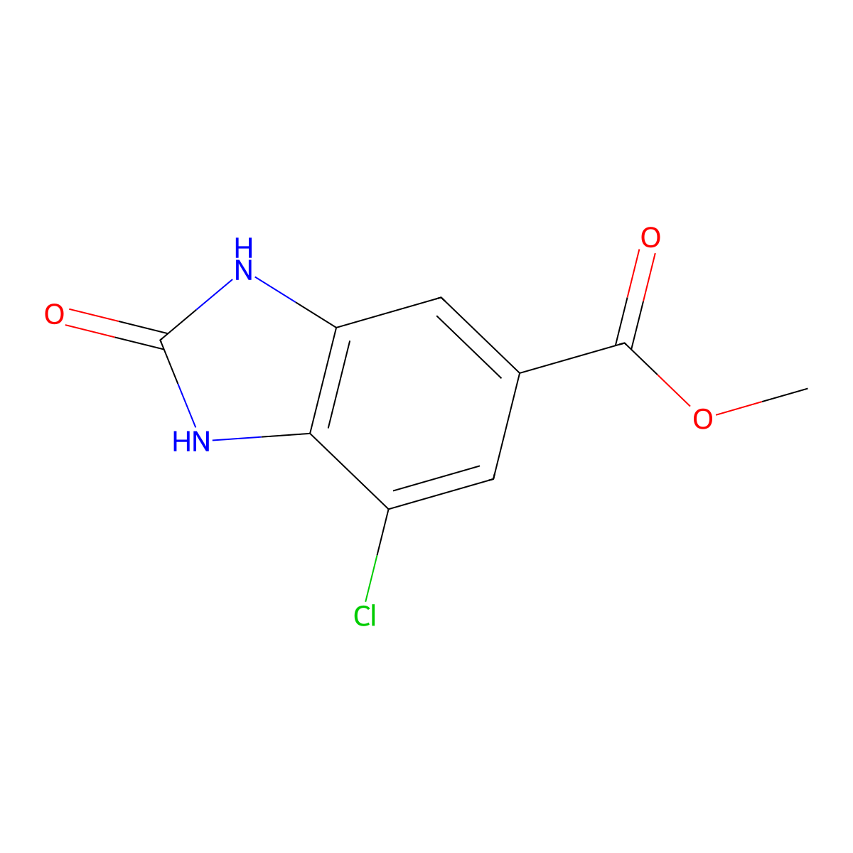 Methyl 7-chloro-2-oxo-1,3-dihydro-1,3-benzodiazole-5-carboxylate molecular structure, CAS 1301214-59-4