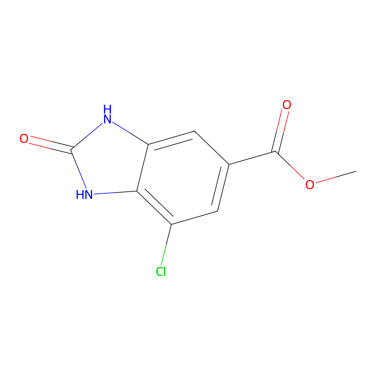 Methyl 7-chloro-2-oxo-1,3-dihydro-1,3-benzodiazole-5-carboxylate molecular structure, CAS 1301214-59-4
