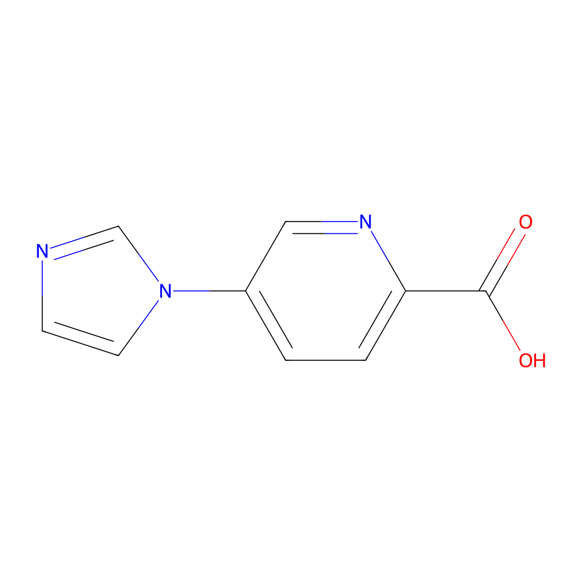 5-(1H-Imidazol-1-yl)-2-pyridinecarboxylic acid molecular structure, CAS 1301214-63-0