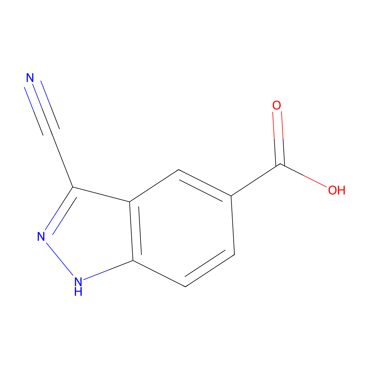 3-cyano-1H-indazole-5-carboxylic acid molecular structure, CAS 1301214-73-2