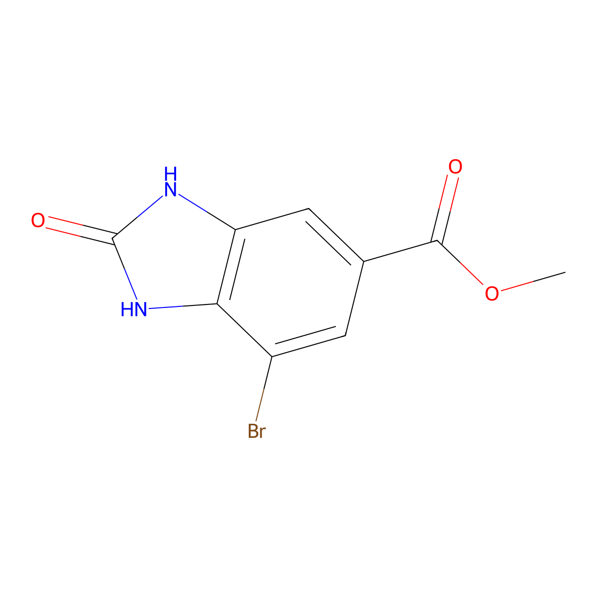 Methyl 7-bromo-2-oxo-1,3-dihydro-1,3-benzodiazole-5-carboxylate molecular structure, CAS 1301214-77-6
