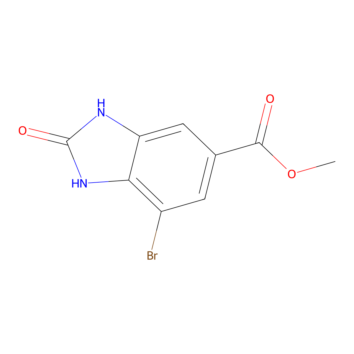 Methyl 7-bromo-2-oxo-1,3-dihydro-1,3-benzodiazole-5-carboxylate molecular structure, CAS 1301214-77-6