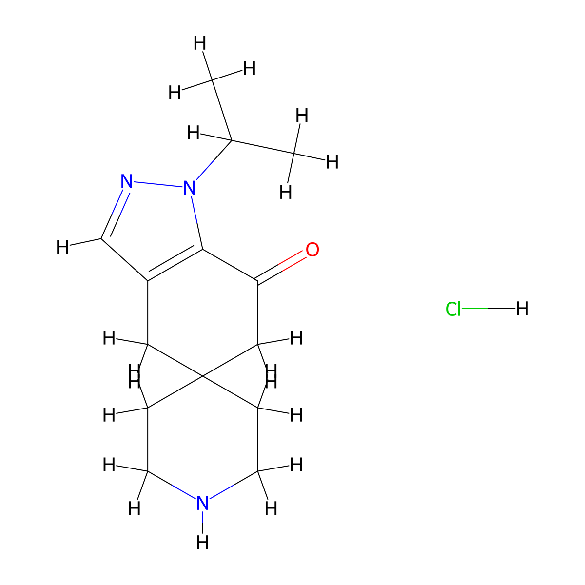 1-Isopropyl-1,4-dihydrospiro[indazole-5,4'-piperidin]-7(6H)-one hydrochloride molecular structure, CAS 1301215-20-2
