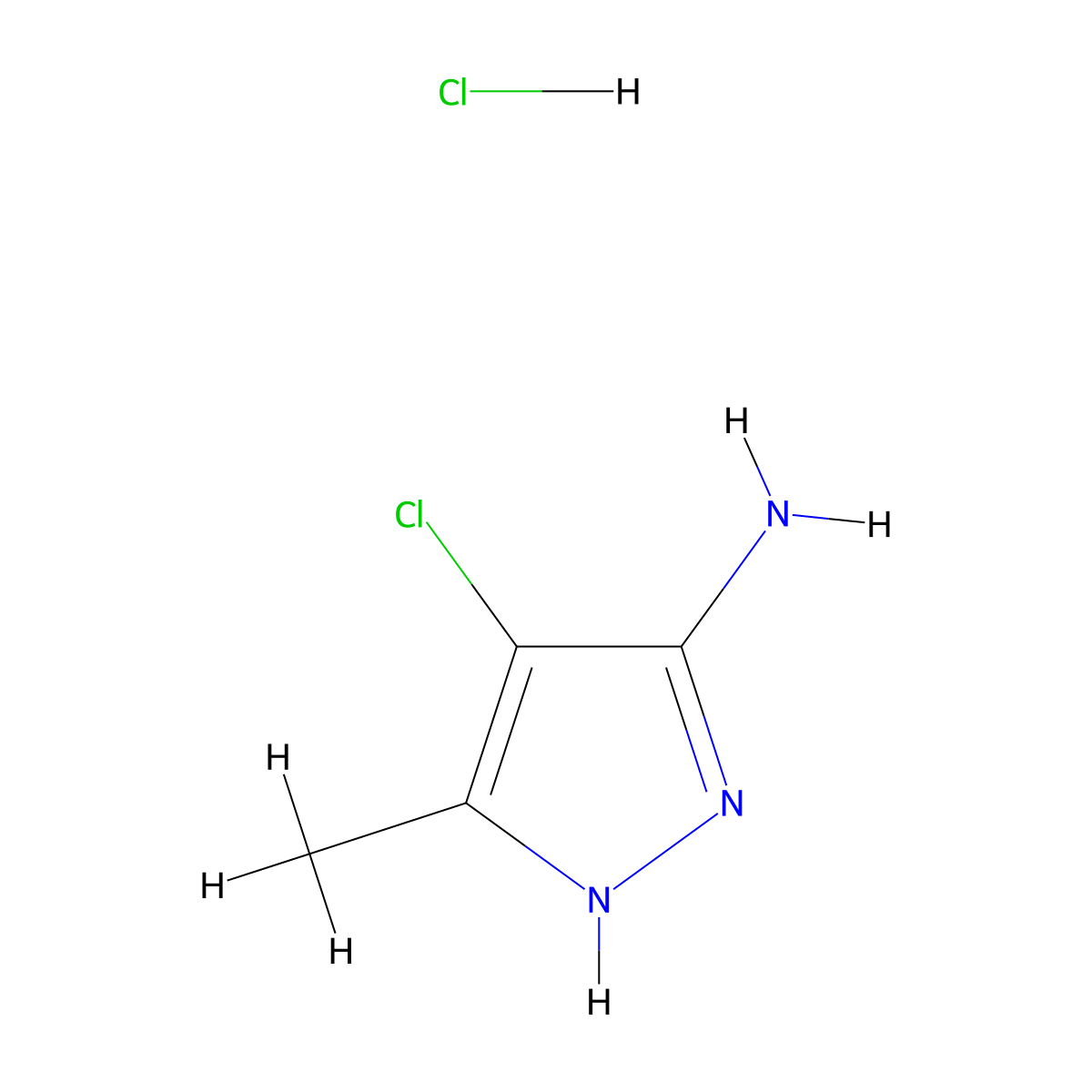 4-chloro-5-methyl-1H-pyrazol-3-amine Hydrochloride molecular structure, CAS 130128-49-3