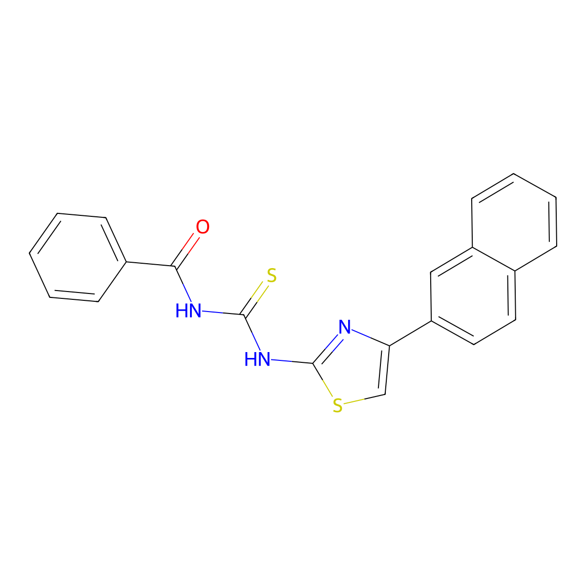 N-[(4-naphthalen-2-yl-1,3-thiazol-2-yl)carbamothioyl]benzamide molecular structure, CAS 130133-68-5