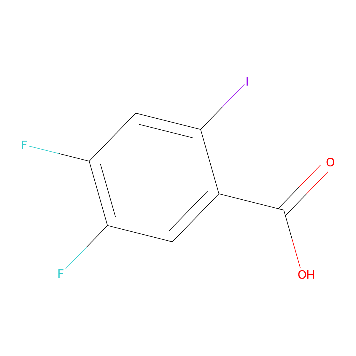 4,5-Difluoro-2-iodobenzoic acid molecular structure, CAS 130137-05-2