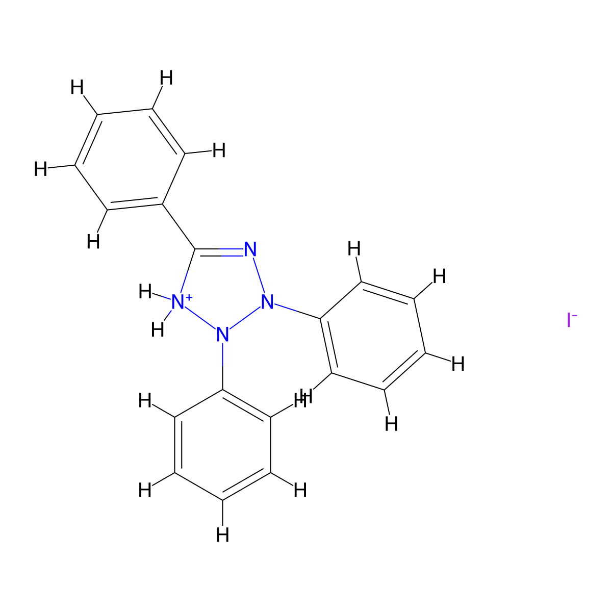 2,3,5-Triphenyl-2,3-dihydro-1H-tetrazol-1-ium iodide molecular structure, CAS 13014-90-9