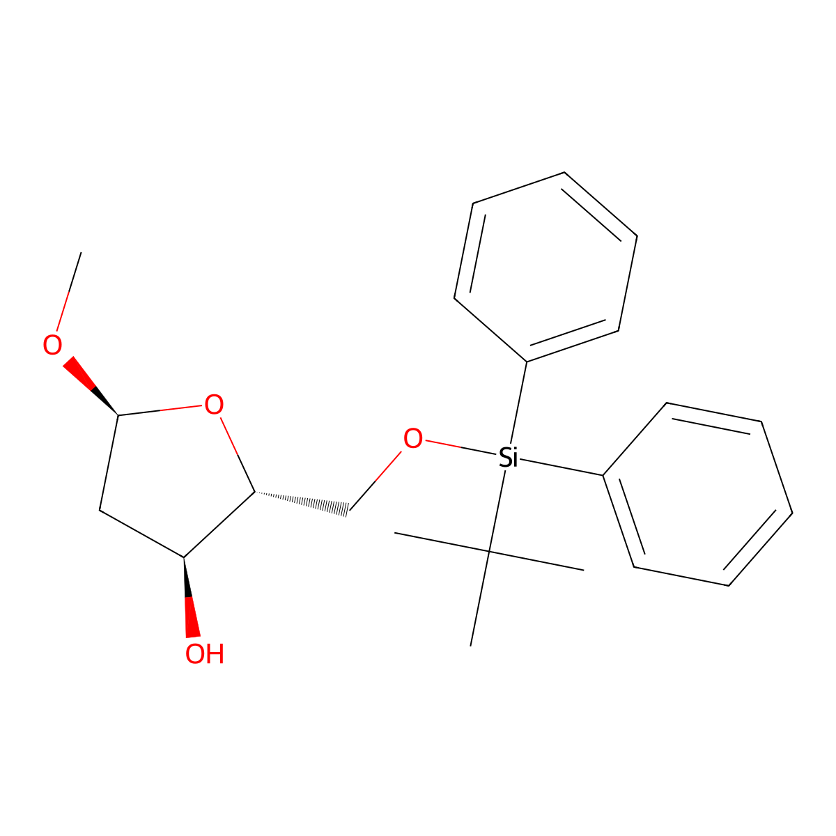 (2R,3S,5S)-2-(((tert-Butyldiphenylsilyl)oxy)methyl)-5-methoxytetrahydrofuran-3-ol molecular structure, CAS 130144-86-4