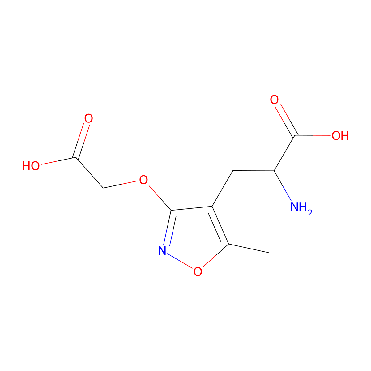 2-Amino-3-(3-(carboxymethoxy)-5-methylisoxazol-4-yl)propionic acid molecular structure, CAS 130146-18-8