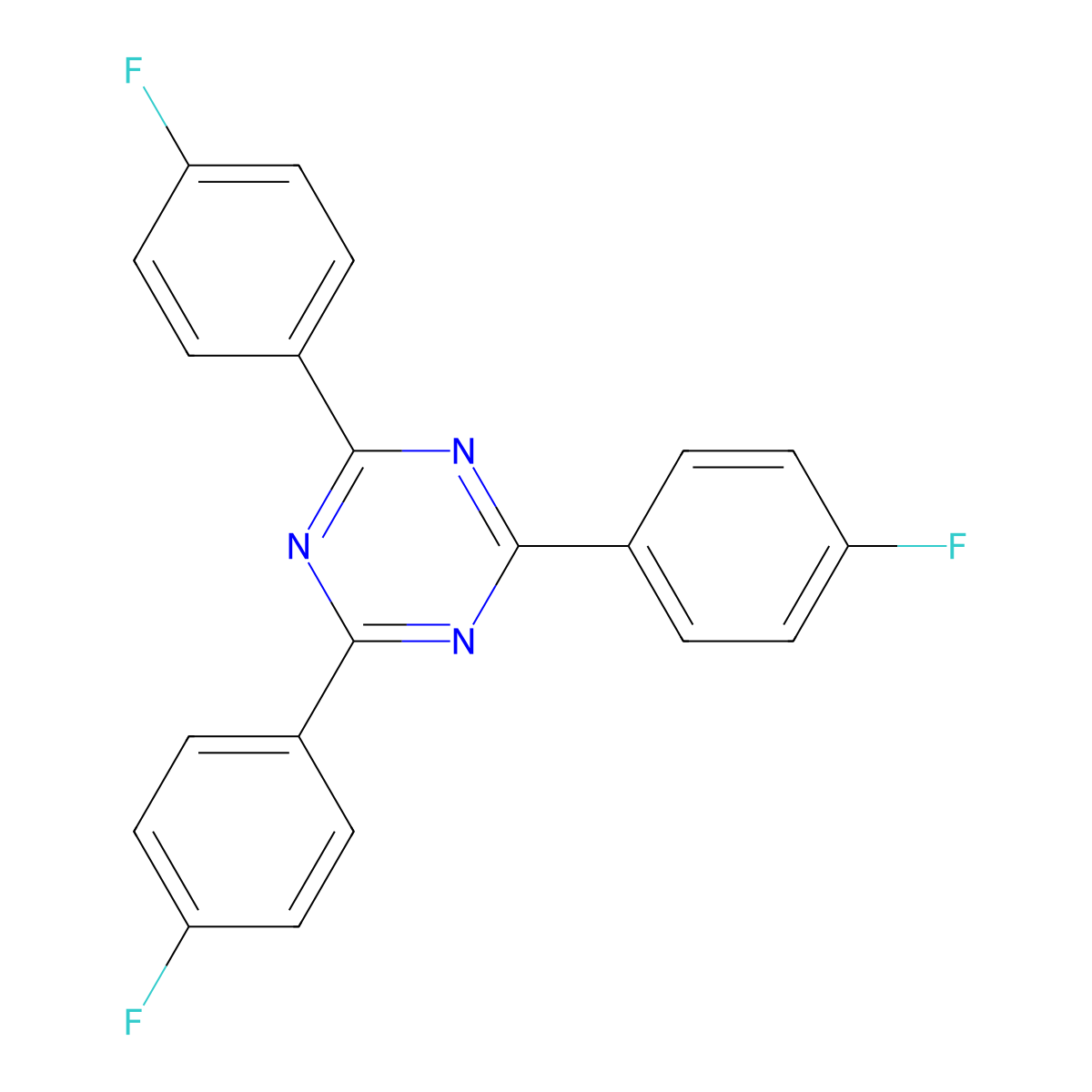2,4,6-Tris(4-fluorophenyl)-1,3,5-triazine molecular structure, CAS 130156-10-4
