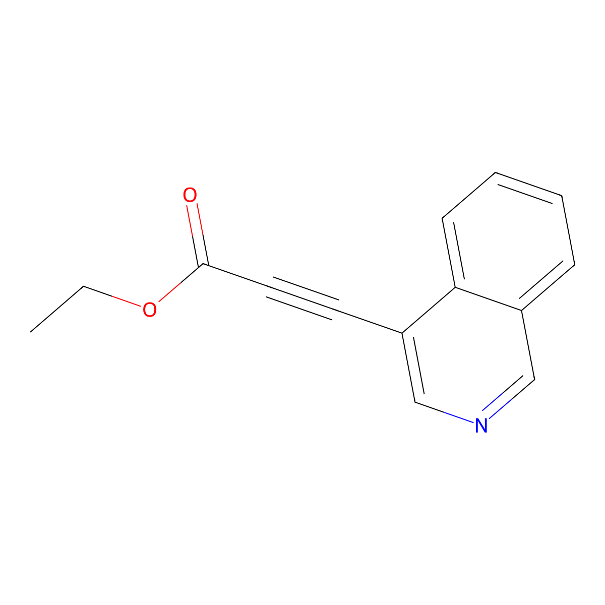 Ethyl 3-(isoquinolin-4-yl)prop-2-ynoate molecular structure, CAS 1301604-89-6