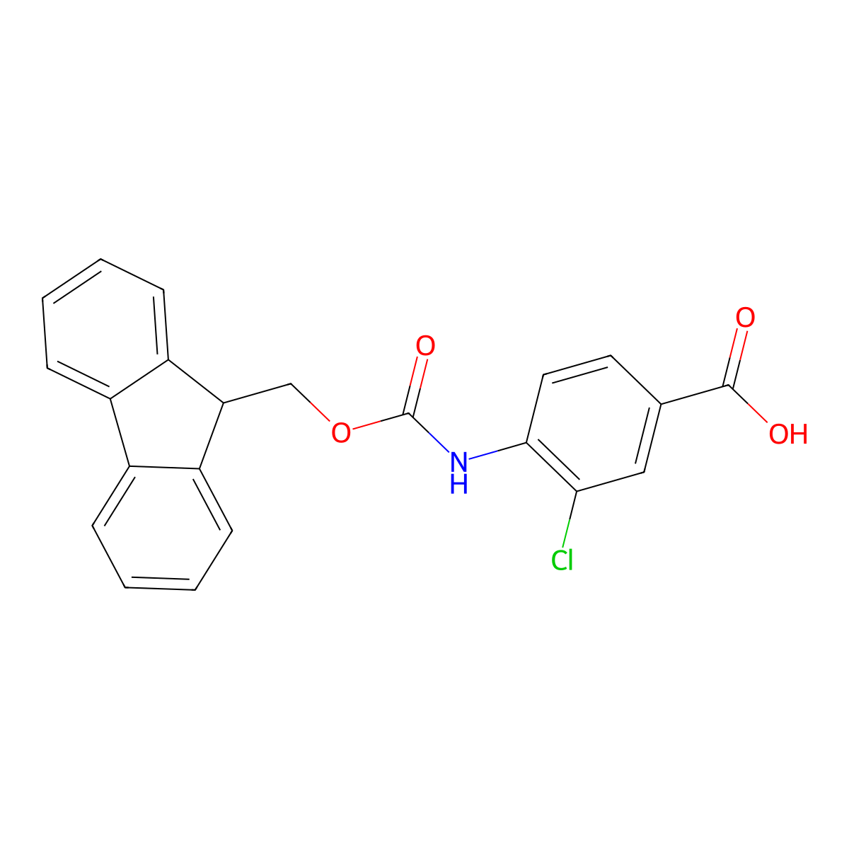 4-((((9h-Fluoren-9-yl)methoxy)carbonyl)amino)-3-chlorobenzoic acid molecular structure, CAS 1301628-43-2