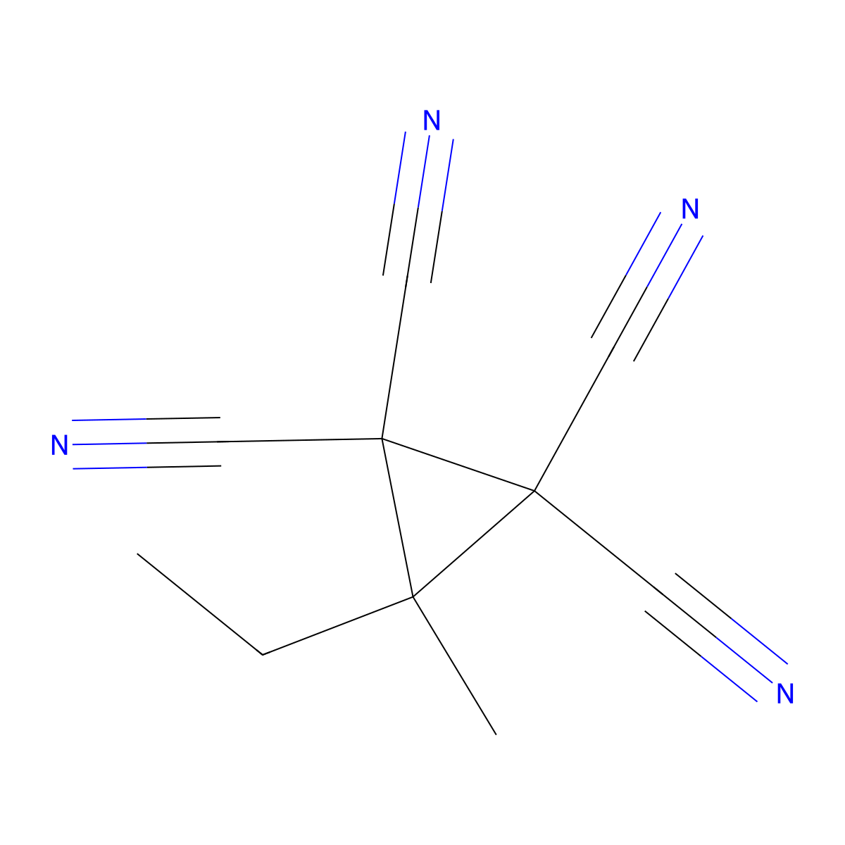 3-Ethyl-3-methyl-1,1,2,2-cyclopropanetetracarbonitrile molecular structure, CAS 13017-68-0