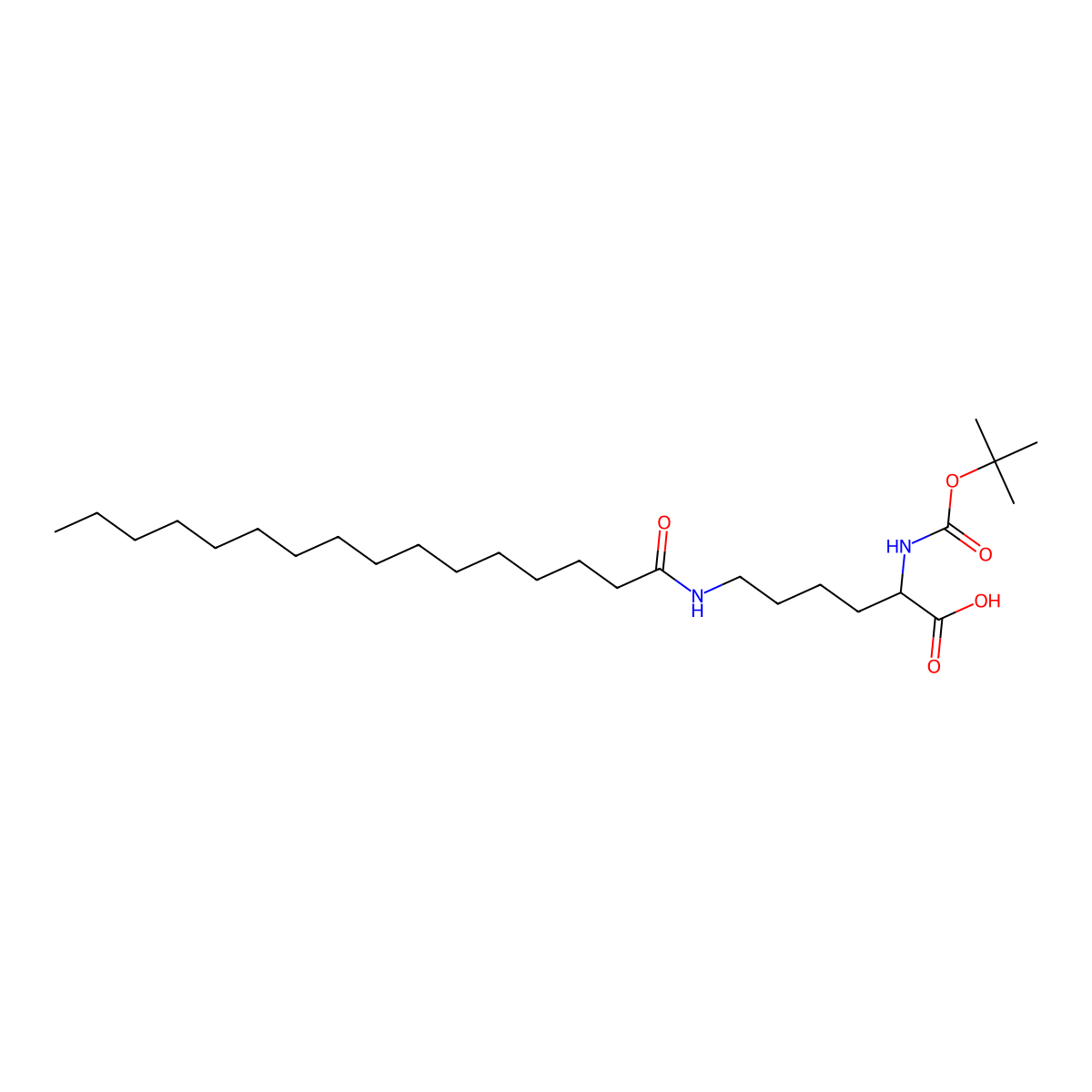 D-Lysine, N2-((1,1-dimethylethoxy)carbonyl)-N6-(1-oxohexadecyl)- molecular structure, CAS 1301706-37-5