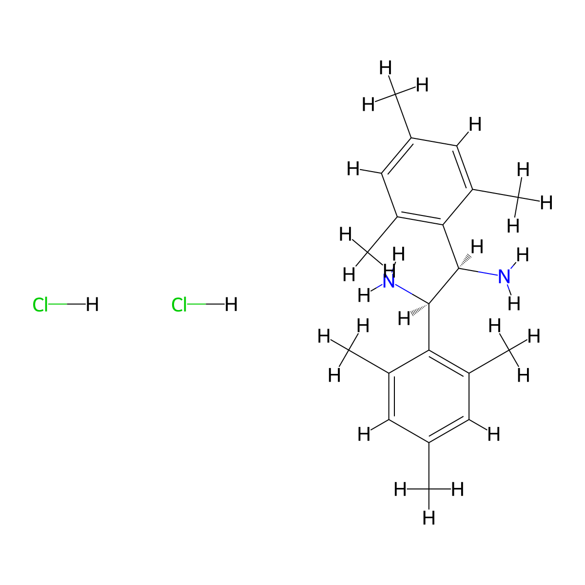 (1R,2R)-1,2-Bis(2,4,6-trimethylphenyl)ethylenediamine Dihydrochloride molecular structure, CAS 1301706-47-7