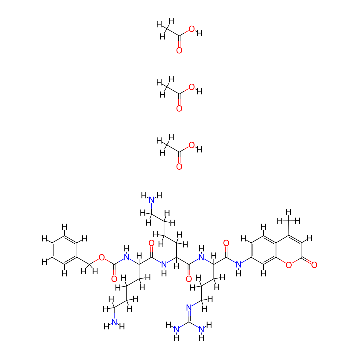 N-CBZ-L-Lysyl-L-lysyl-L-arginine 7-amido-4-methylcoumarin triacetate molecular structure, CAS 1301706-49-9