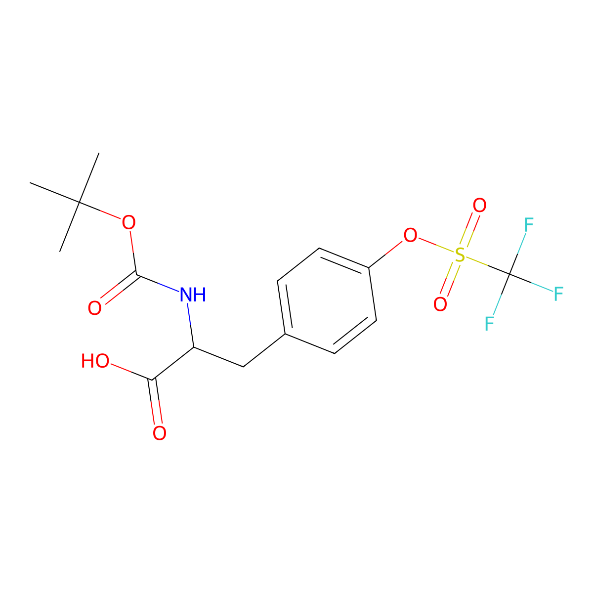 N-alpha-t-Butyloxycarbonyl-O-trifluoromethylsulfonyl-D-tyrosine (Boc-D-Tyr(Tf)-OH) molecular structure, CAS 1301706-50-2